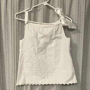 Elegant White Eyelet Girls Top